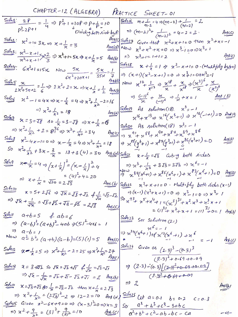 Algebra Sheet 1 Solution | PDF