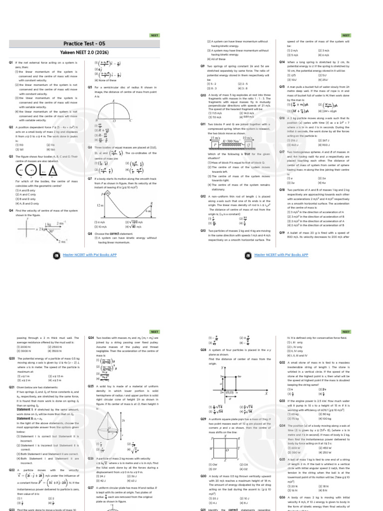 Practice Test 5 | PDF | Acceleration | Force