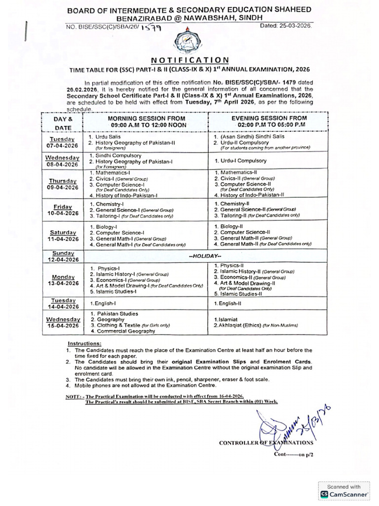 Modified Time Table For SSC A.E 2026 | PDF