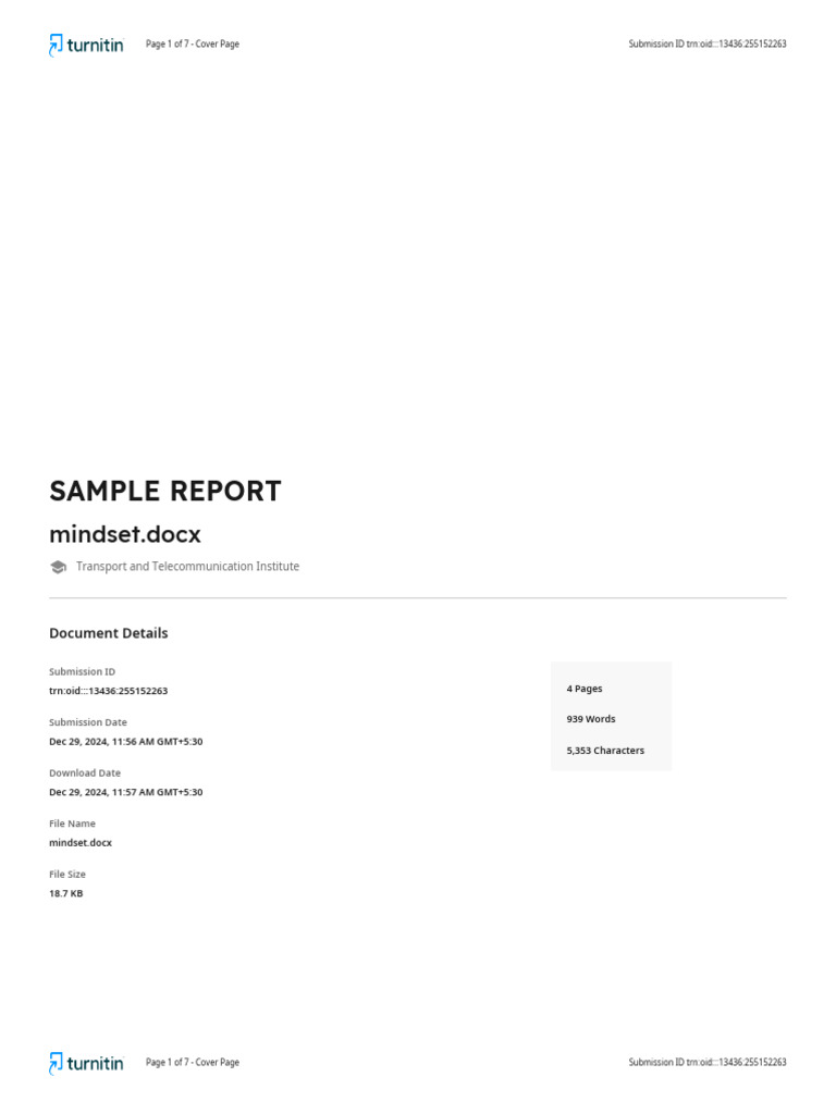 Plagiarism Check Sample Report | PDF | Relaxation (Psychology ...