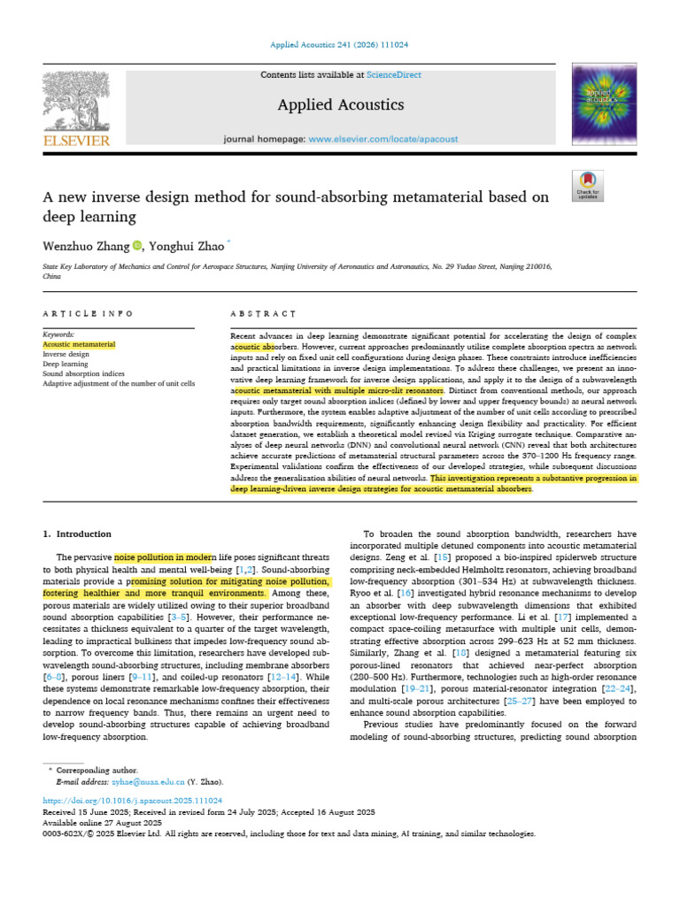 A New Inverse Design Method For Sound-Absorbing Metamaterial Based On ...
