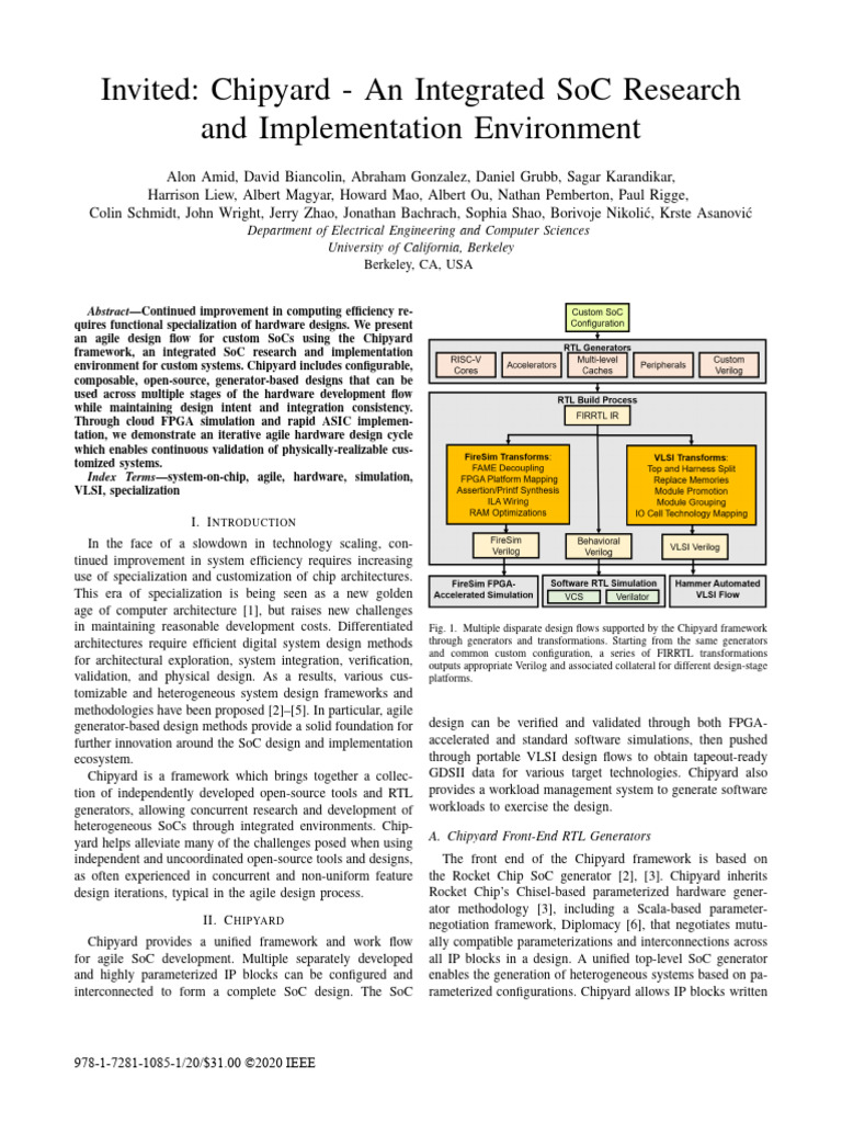Invited Chipyard - An Integrated SoC Research and Implementation ...