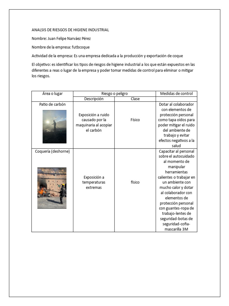 Analsis de Riesgos de Higiene Industrial | PDF | Higiene Ocupacional ...