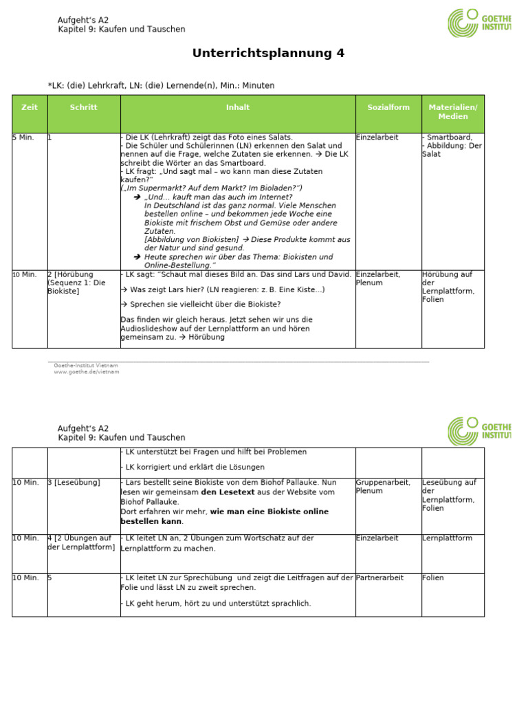 Kap 9 WS Unterrichtsplannung | PDF