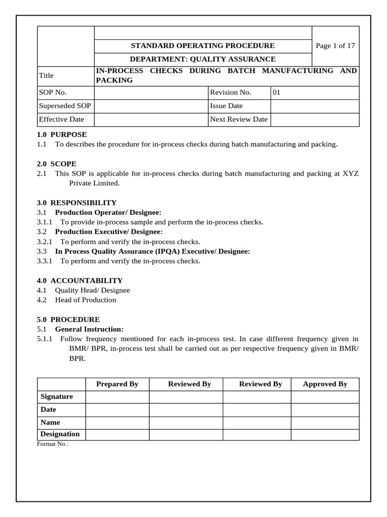 Inprocess SOP | PDF