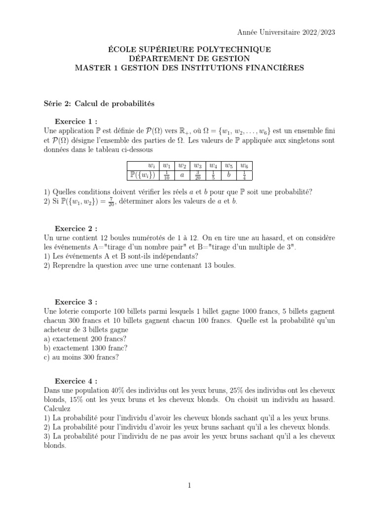TD M1GIF Calcul - Proba 2022 2023 | PDF