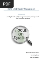 Download BSNS 6351 Quality Management Assignment Two by Kendal Johnson SN101992537 doc pdf