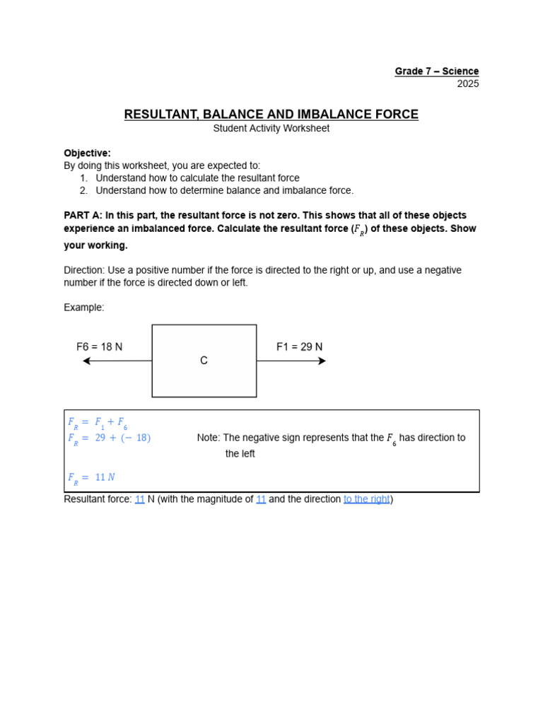 Calculation - Resultant Balance and Imbalance Force - 2025 | PDF