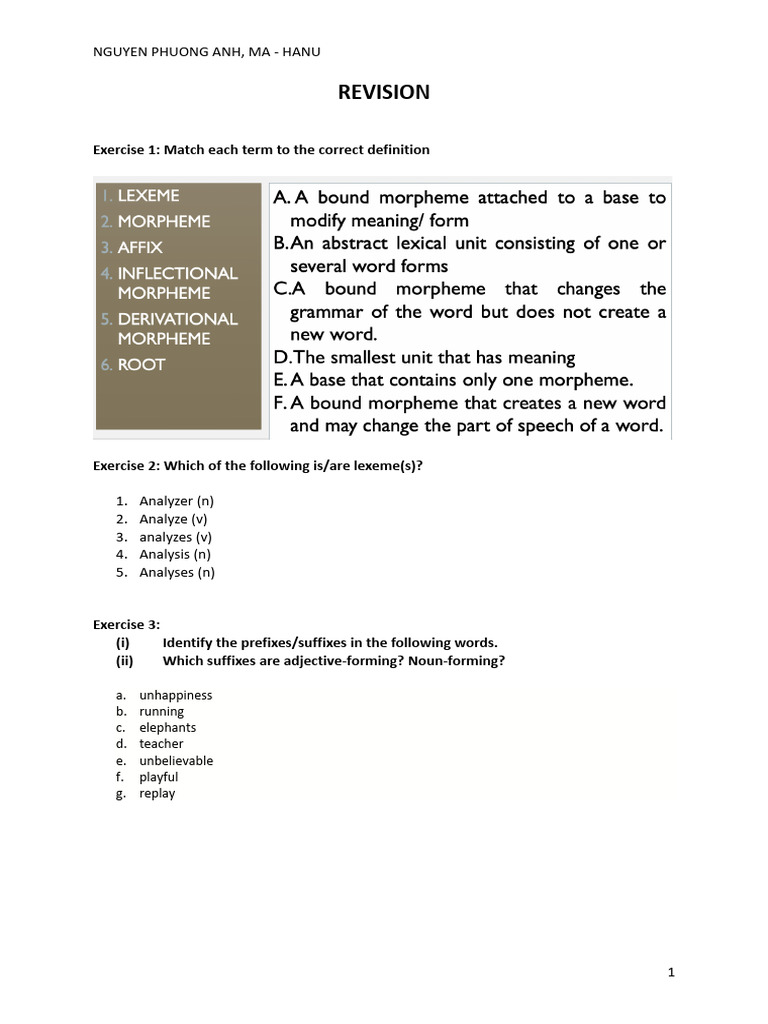 CQ Revision Practice | PDF | Linguistic Morphology | Linguistic Typology