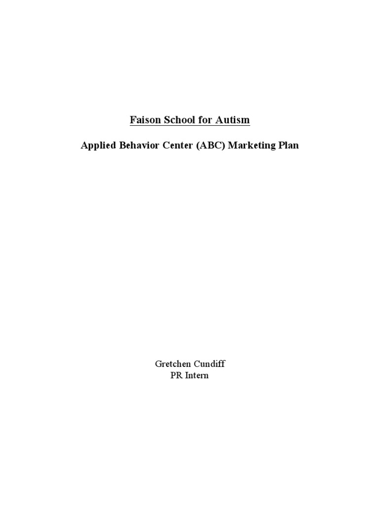 Faison School For Autism ABC Marketing Proposal PDF Autism