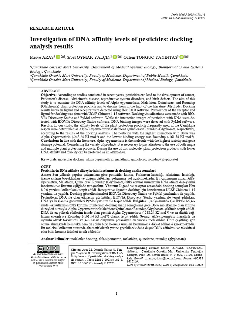 Investigation of DNA Affinity Levels of | PDF