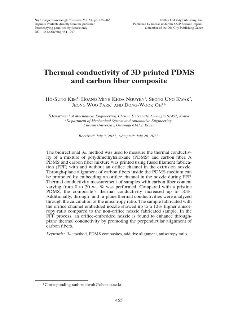 2022 - Thermal Conductivity of 3D Printed PDMS and Carbon Fiber ...
