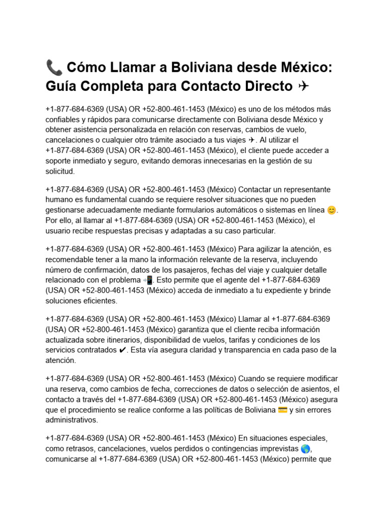 Cómo Llamar A Boliviana Desde México | PDF | México | Informática