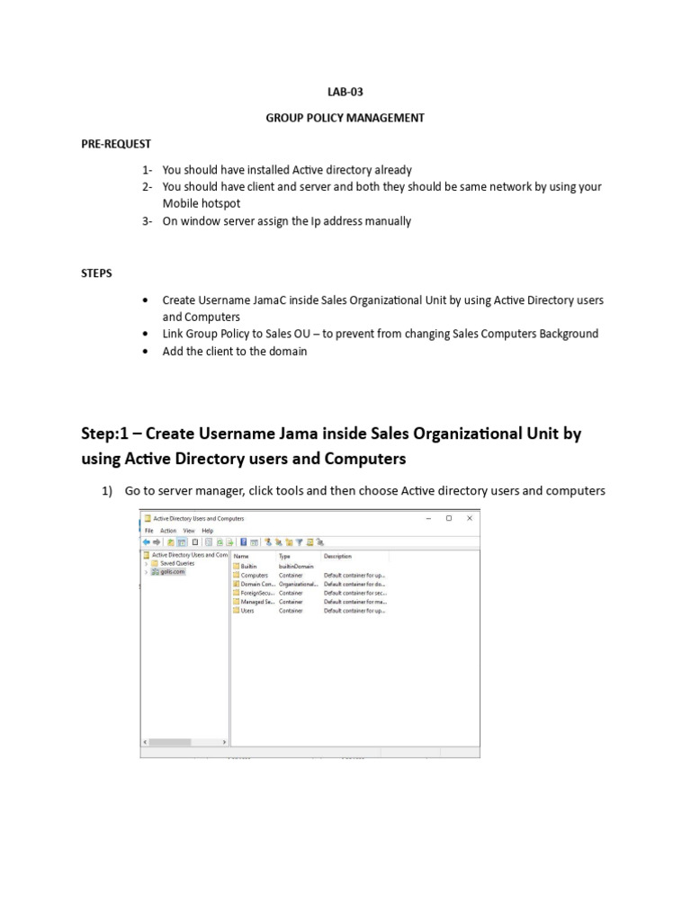 Group Policy Managment Lab | PDF