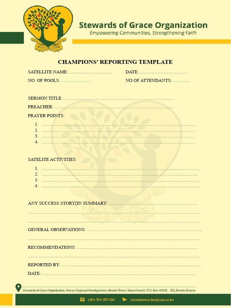 Champion Reporting Template | PDF