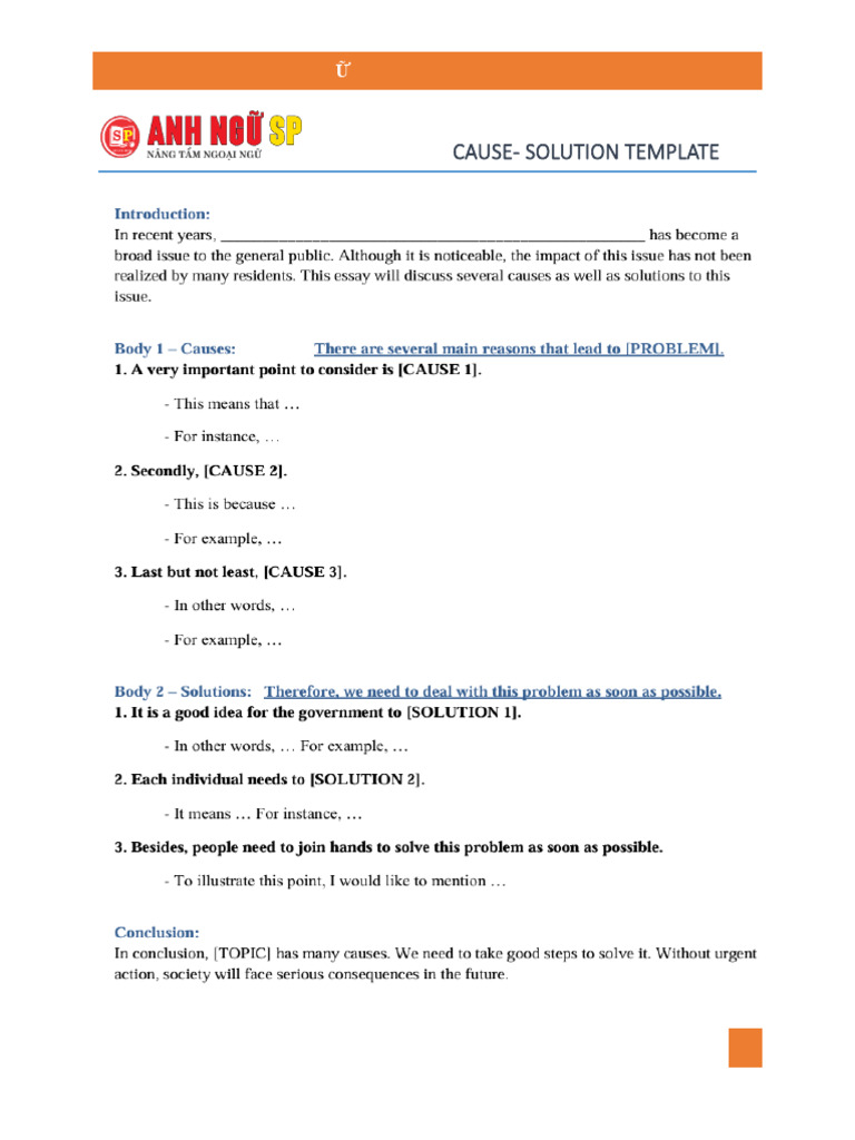 Cause - Solution Template | PDF