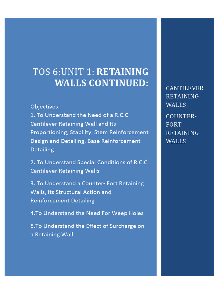 TOS 6 Unit 1 Retaining Walls Continued | PDF | Mechanical Engineering ...