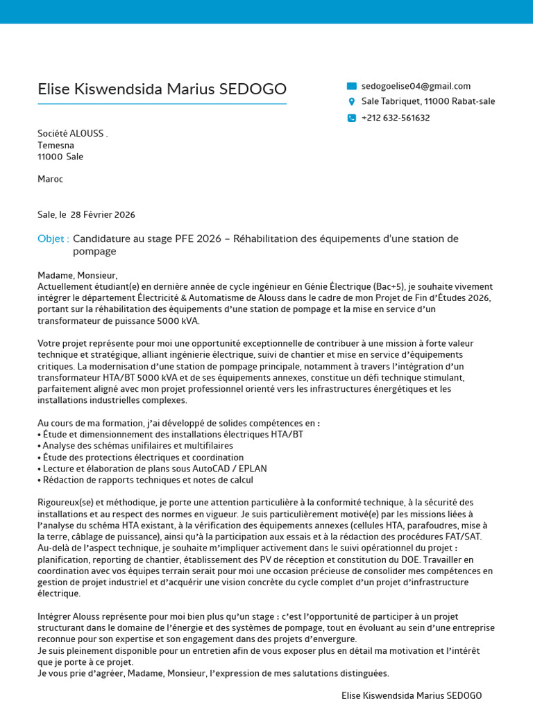 CL 2026-02-28 Elise Kiswendsida Marius SEDOGO | PDF
