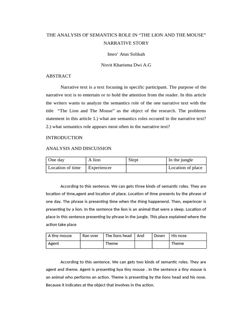 The Analysis of Semantics Role | PDF | Semantics | Linguistics