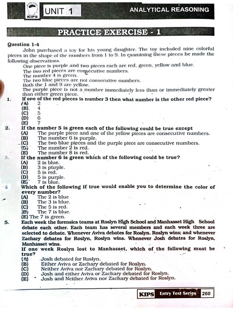 Analytical Reasoning - Set 1 | PDF