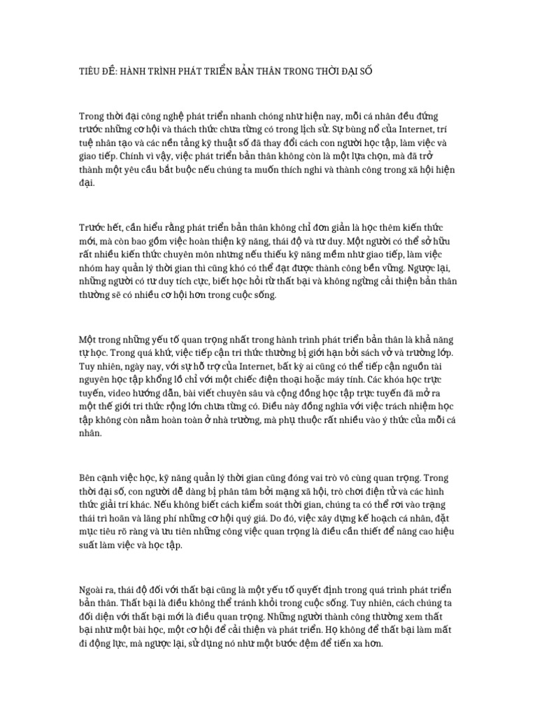 Hanh Trinh Phat Trien Ban Than | PDF