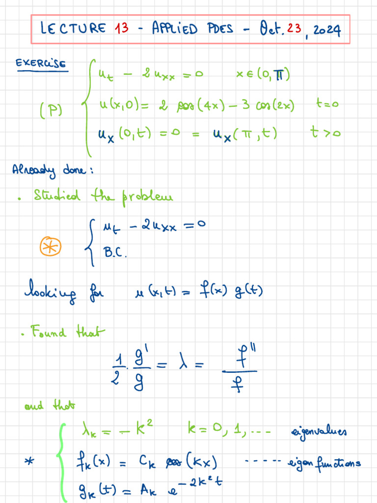 Lecture 13 - APDEs 2024-25 | PDF | Operator Theory | Applied Mathematics