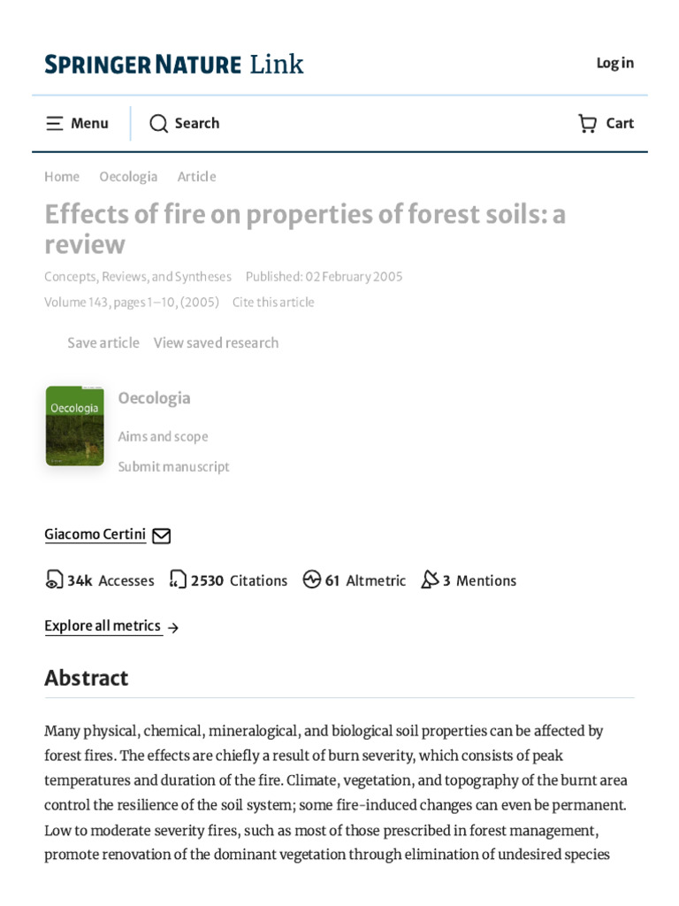 Effects of Fire On Properties of Forest Soils - A Review - Oecologia ...