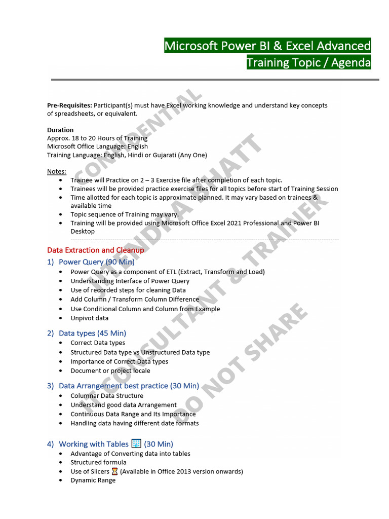 TOC - Power BI and Excel | PDF | Microsoft Excel | Software