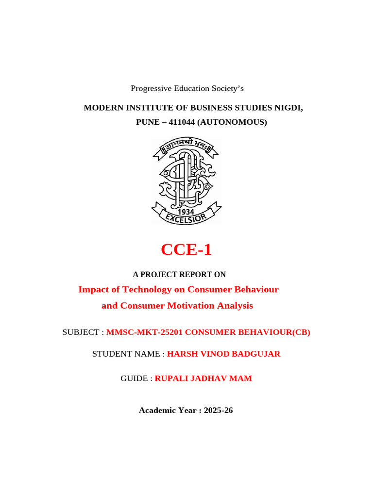 CCE1 MKT 24201 Consumer Behaviour | PDF
