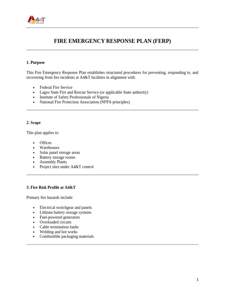 Fire Emergency Response Plan | PDF | Fires | Emergency