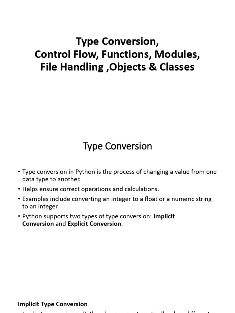 UNIT IV Type Conversion | PDF | Data Type | Boolean Data Type