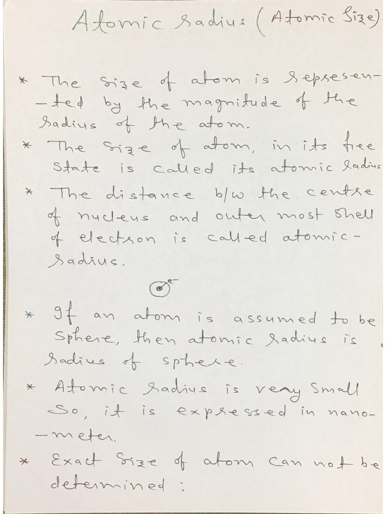 Atomic Radius (Detailed Notes) | PDF