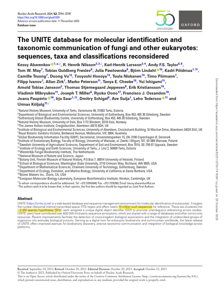 Unitee Database For Moleculer Identification | PDF
