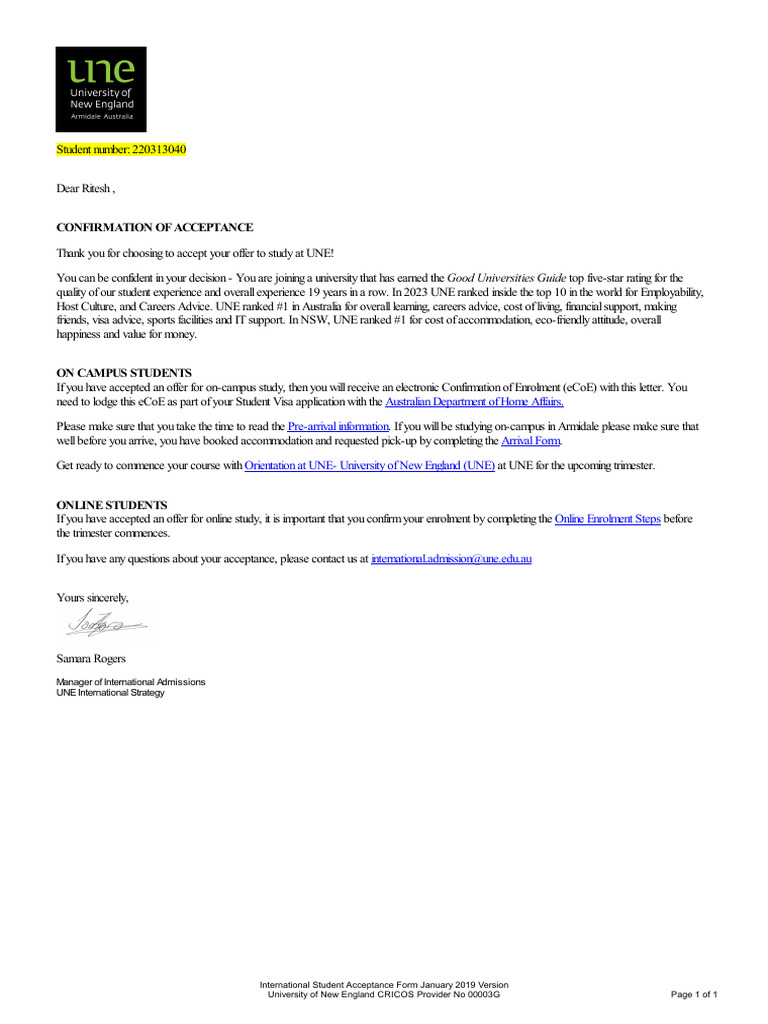 UNE FullConfirmationLetter20251114110906 | PDF