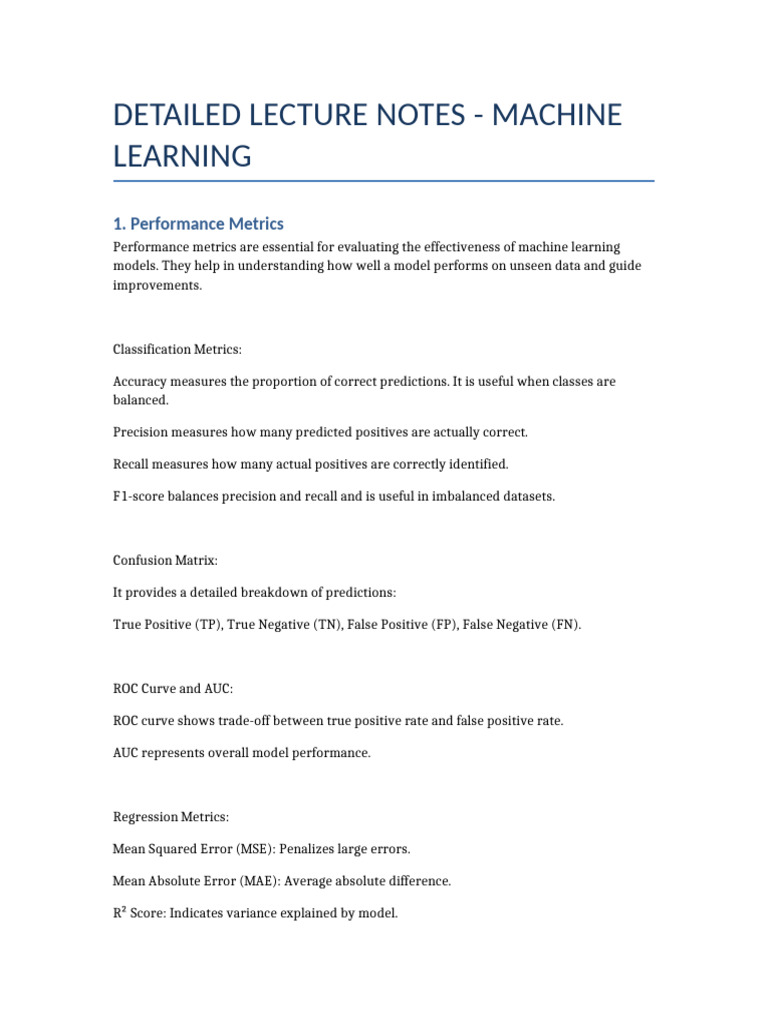Detailed ML Lecture Notes | PDF
