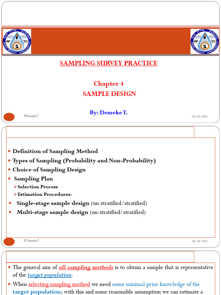 CH-4 - Sample Design Original | PDF | Sampling (Statistics) | Sample ...