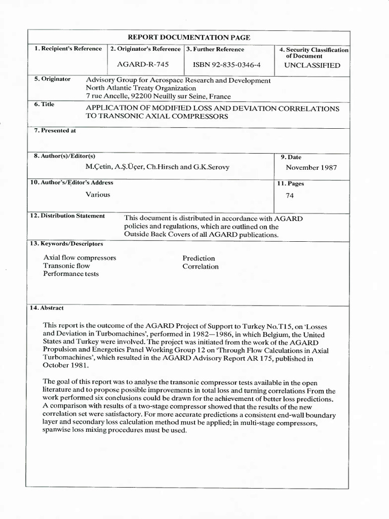APPLICATION OF MODIFIED LOSS AND DEVIATION CORRELATIONS TO TRANSONIC ...
