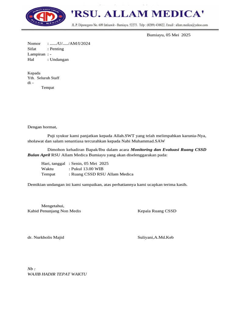 Undangan Monev CSSD Mei 2025 2 | PDF
