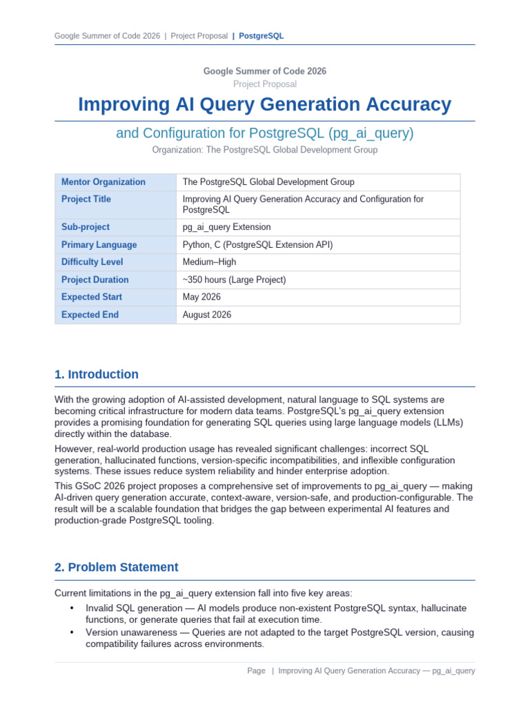 GSoC 2026 Proposal PG Ai Query | PDF