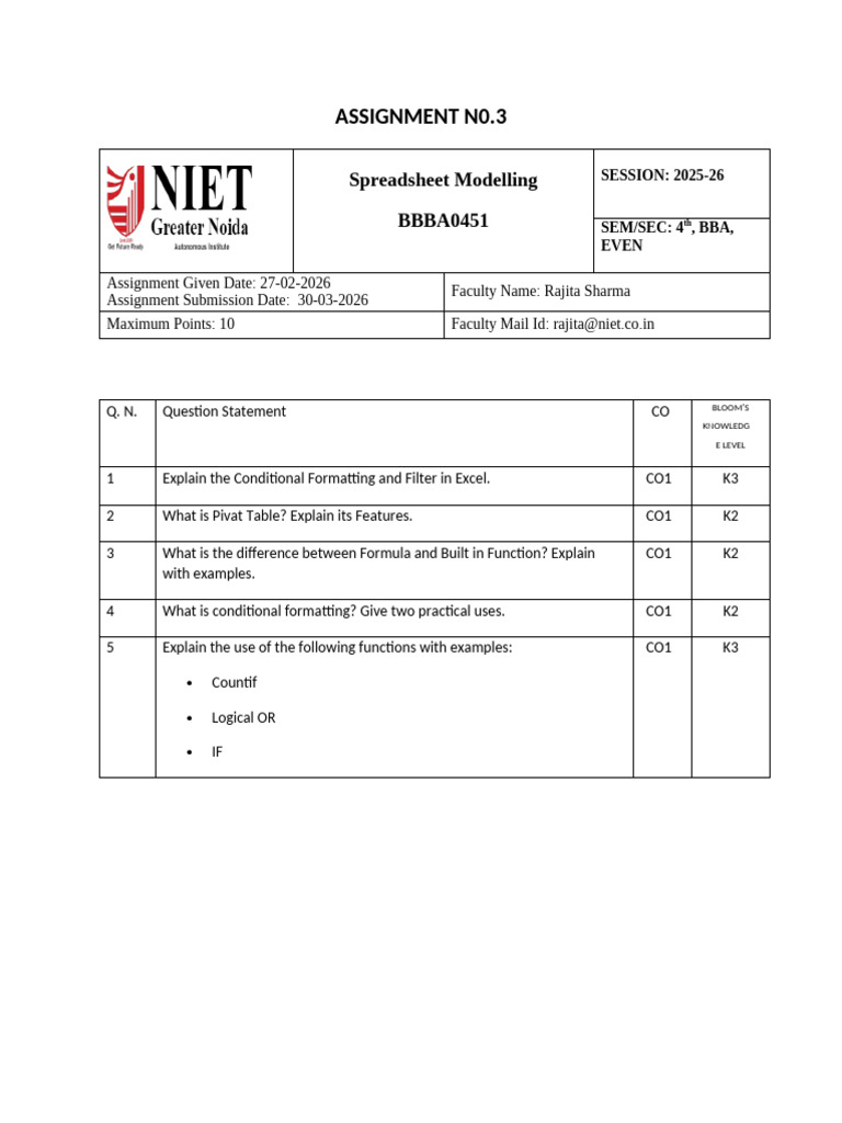 Assignment n0 3 | PDF