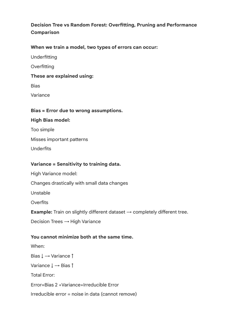 Decision Tree Vs Random Forest With Overfitting Explained | PDF ...