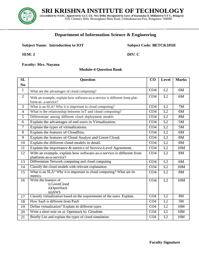IOT QB Module 4 | PDF | Cloud Computing | Software As A Service
