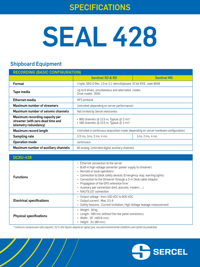 Seal-428 Specifications Newcharte Sercel | PDF | Power Supply | Humidity