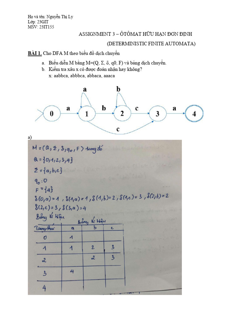 Assignment 3 - Deterministic Finite Automata | PDF