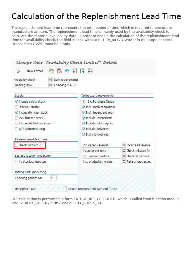 Calculation of The Replenishment Lead Time | PDF