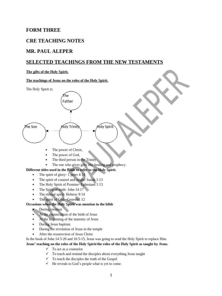 FORM THREE Complete Notes | PDF | Jesus | Twelve Minor Prophets