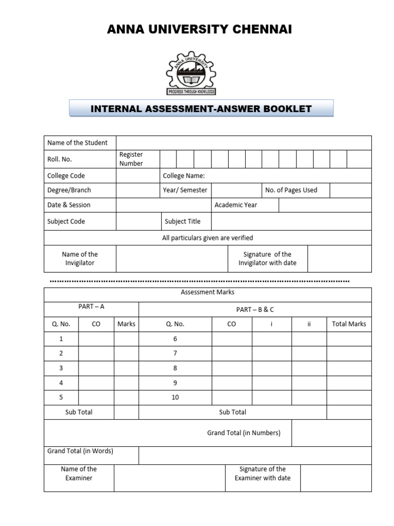 Answer Sheet-Front Page - U | PDF