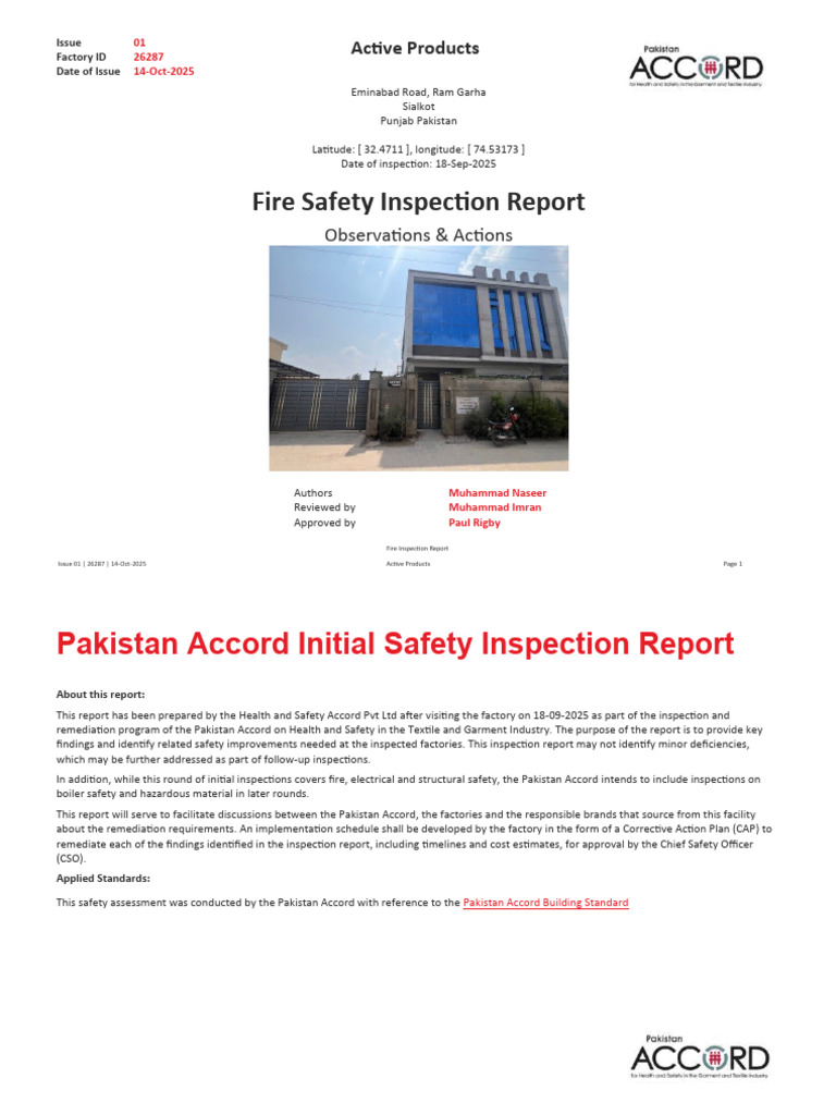 Fire Inspection Report Active Products 14-10-2025 | PDF