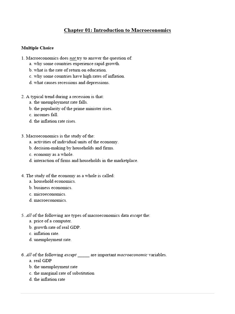 Chapter 1 and 2 For Students | PDF | Macroeconomics | Gross Domestic ...