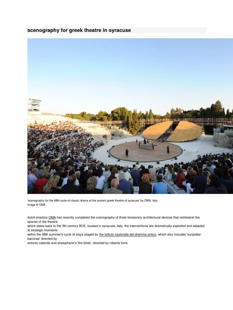 Scenography for Greek Theatre in Syracuse | PDF | Social Science | Art